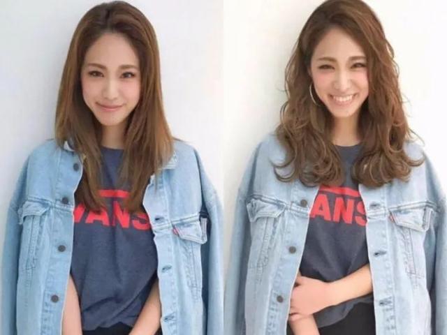 中长发的发尾内扣突出下巴，二八分的刘海还能让脸显小
